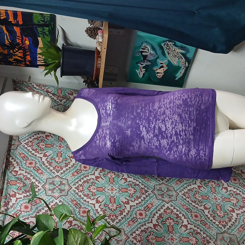 I Love H81 Sheer Purple Long Sleeve Top, Size M